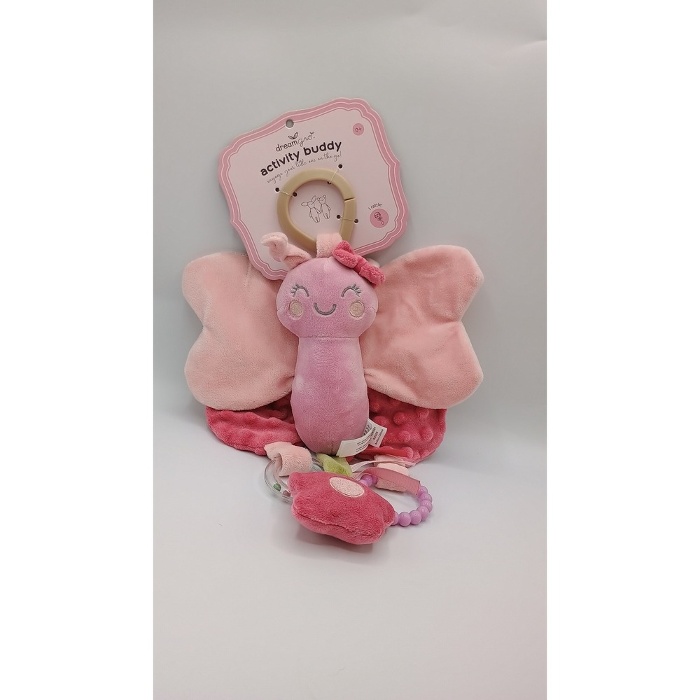 14" DREAMGRO Activity Buddy Pink Mauve Green BUTTERFLY Crinkle Rattle New B4